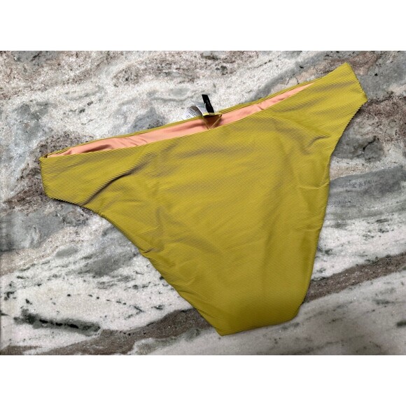 J Crew Bikini Bottom Womens XXL Green Ribbed Chartreuse Swimsuit Beachy Resort - Picture 2 of 7